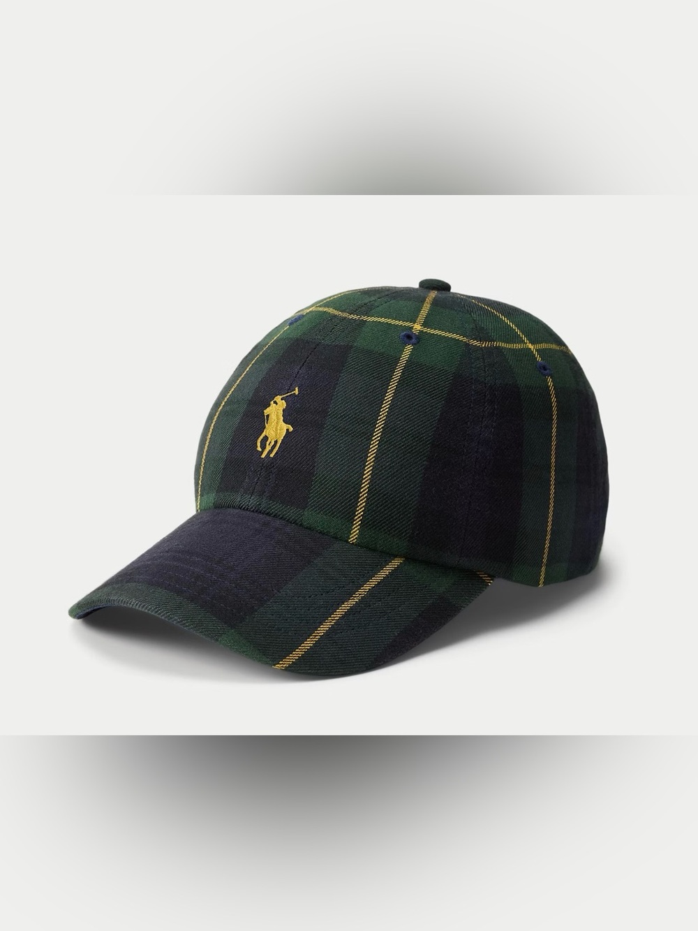 NWT Polo Ralph Lauren PLAID with GOLD Pony Cotton Twill Baseball Cap Hat